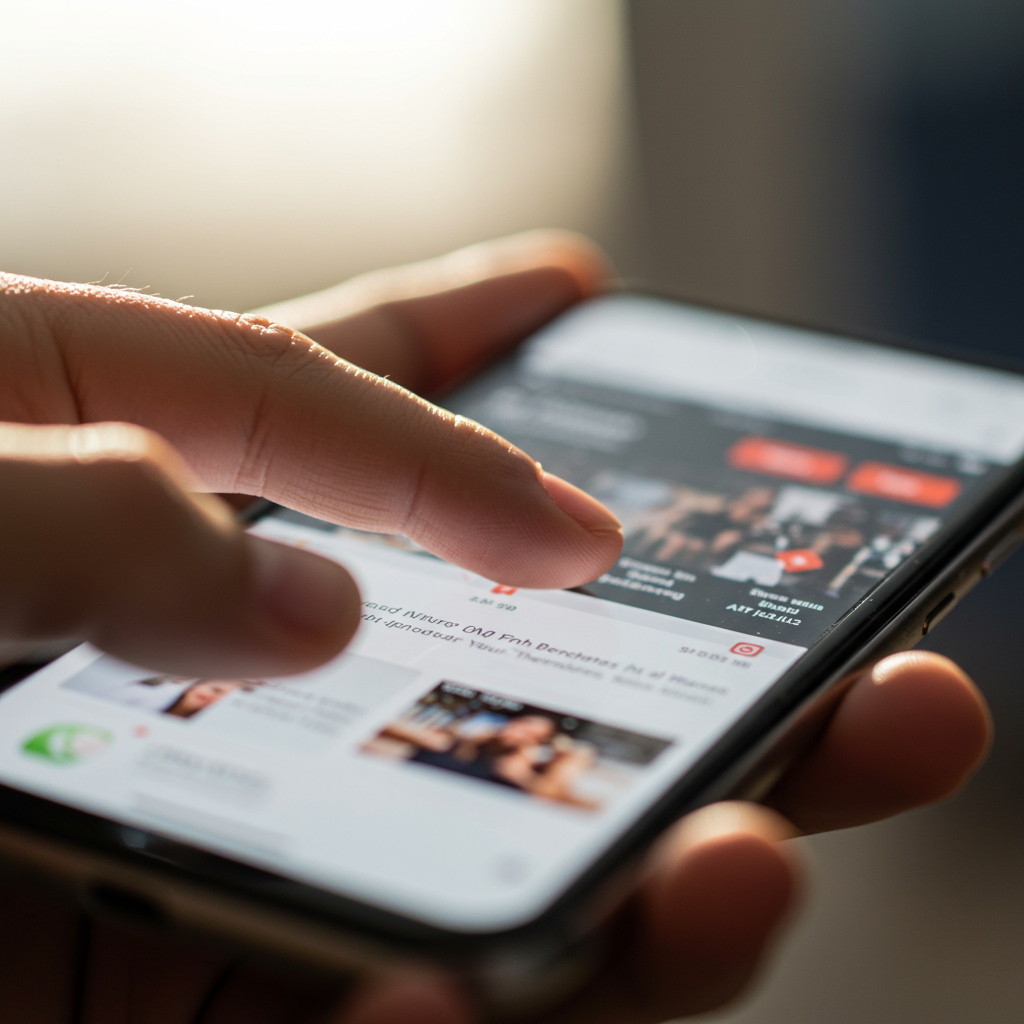 Użytkownik przeglądający responsywną stronę internetową na smartfonie