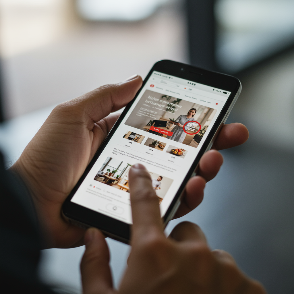 Użytkownik przeglądający responsywną stronę internetową na smartfonie.