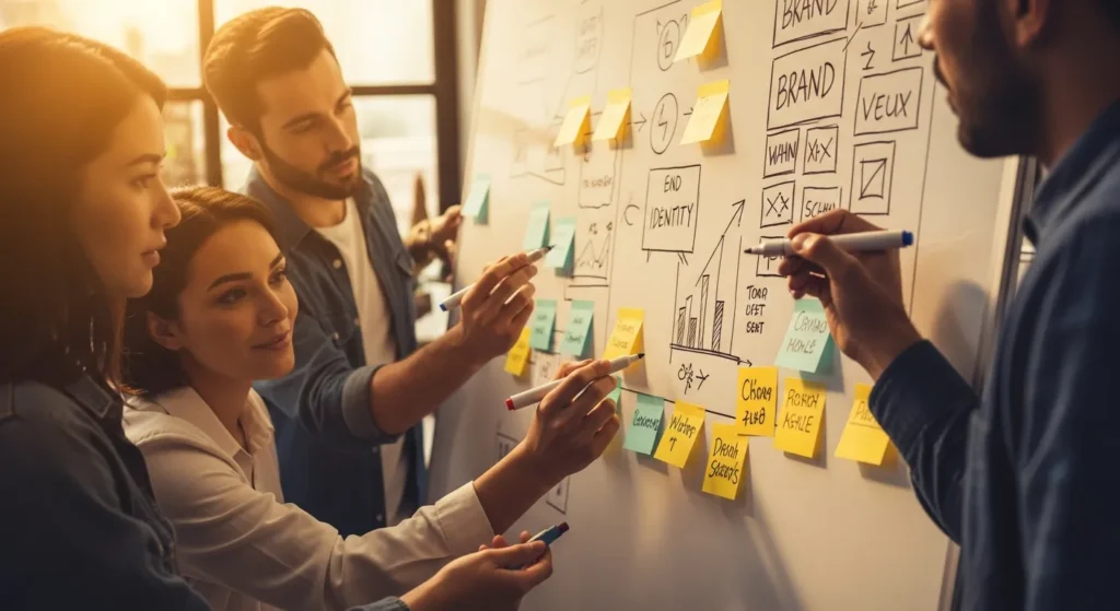 Zespół kreatywny pracujący nad strategią marki
