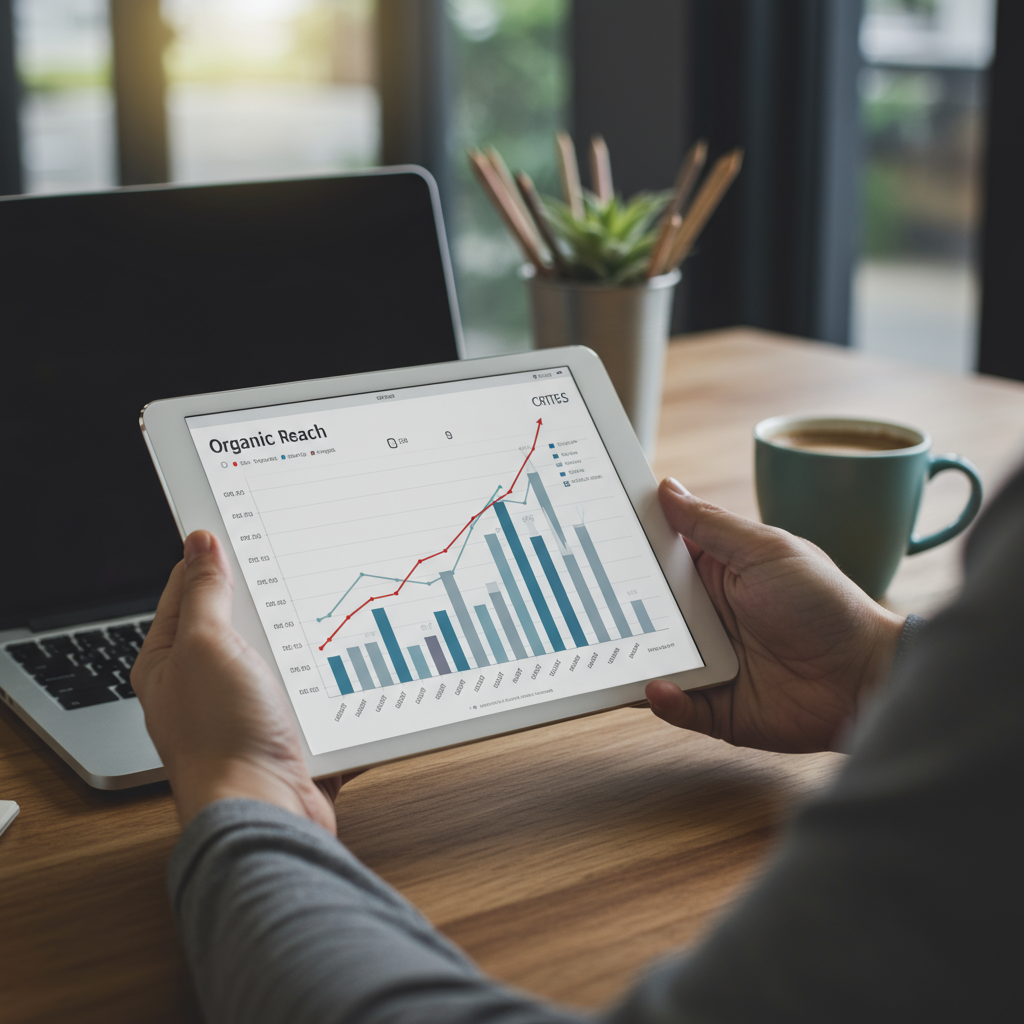 Wykres pokazujący wzrost organicznego zasięgu w mediach społecznościowych