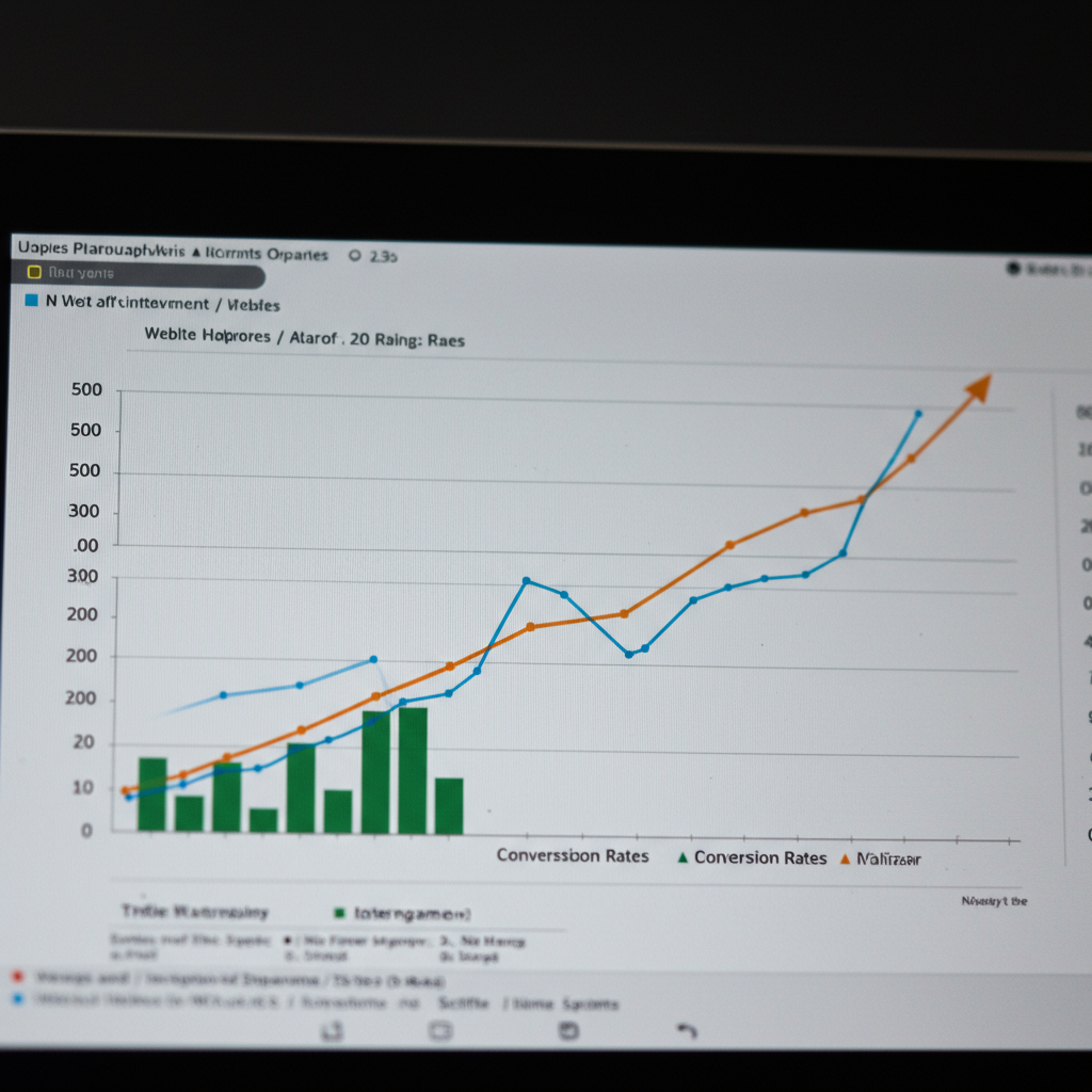 Wykres przedstawiający dynamiczny wzrost ruchu na stronie internetowej i współczynników konwersji po optymalizacji hostingu.