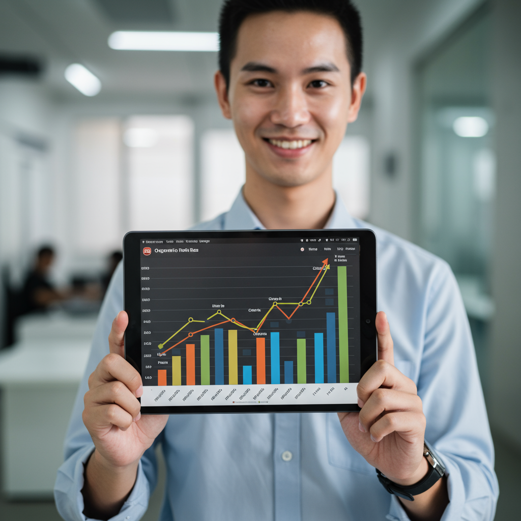 Wykres przedstawiający gwałtowny wzrost konwersji i ruchu na stronie internetowej