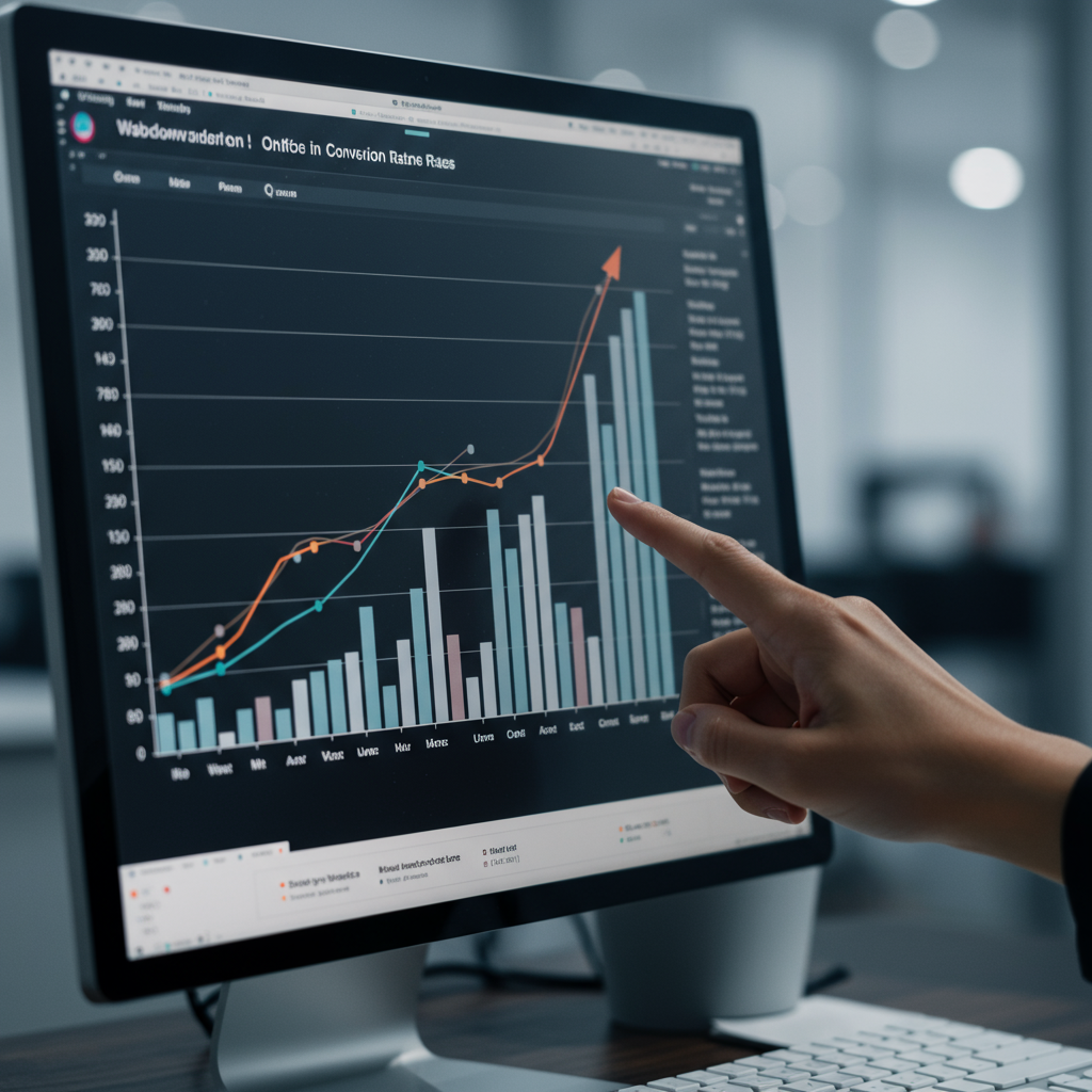 Wykres przedstawiający wzrost ruchu i konwersji po optymalizacji stron internetowych