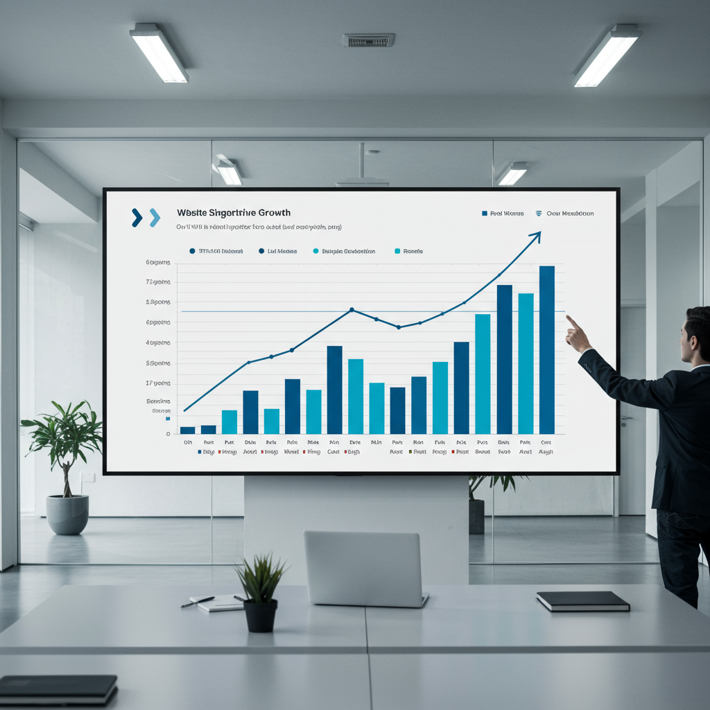 Wykres przedstawiający wzrost ruchu na stronie i generowanie leadów