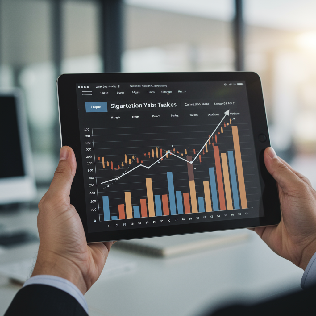 Wykres przedstawiający wzrost ruchu na stronie internetowej i wskaźników konwersji