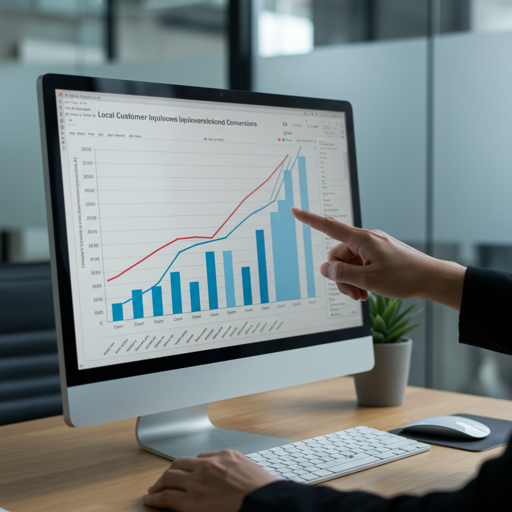Wykres przedstawiający wzrost zapytań i konwersji z lokalnego marketingu