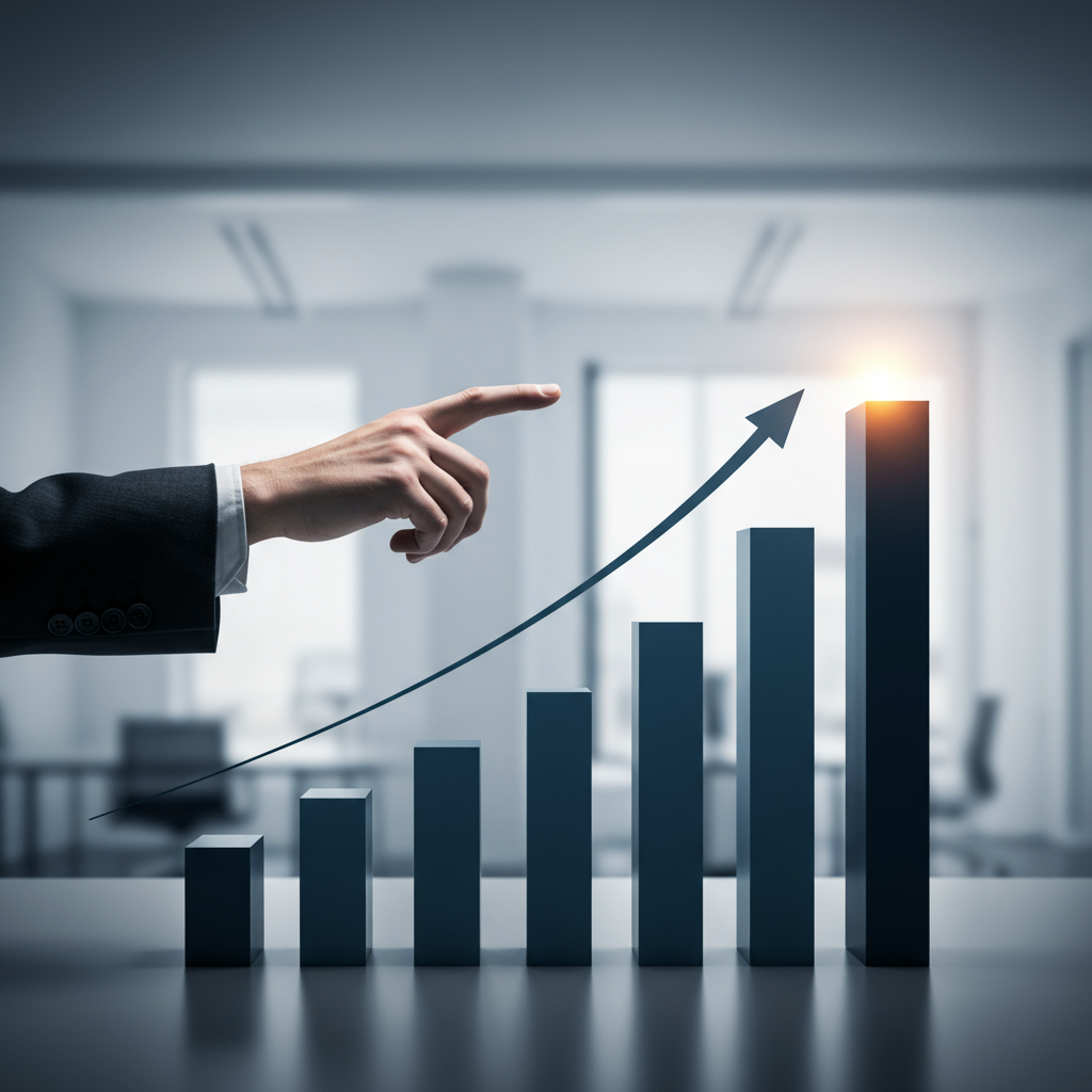 Wykres przedstawiający znaczący wzrost wyników biznesowych po wdrożeniu content marketingu
