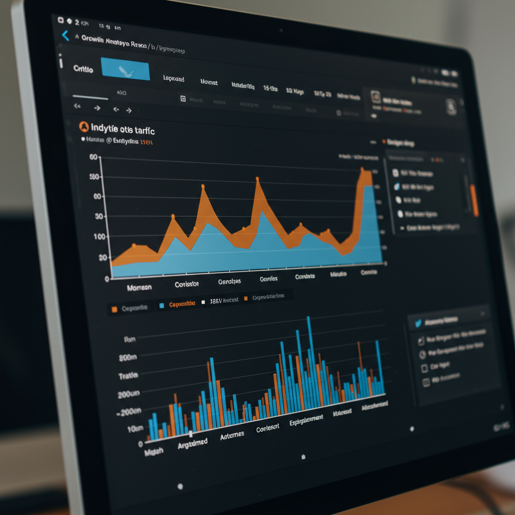 Wykresy przedstawiające wzrost ruchu na stronie i konwersji po wdrożeniu content marketingu