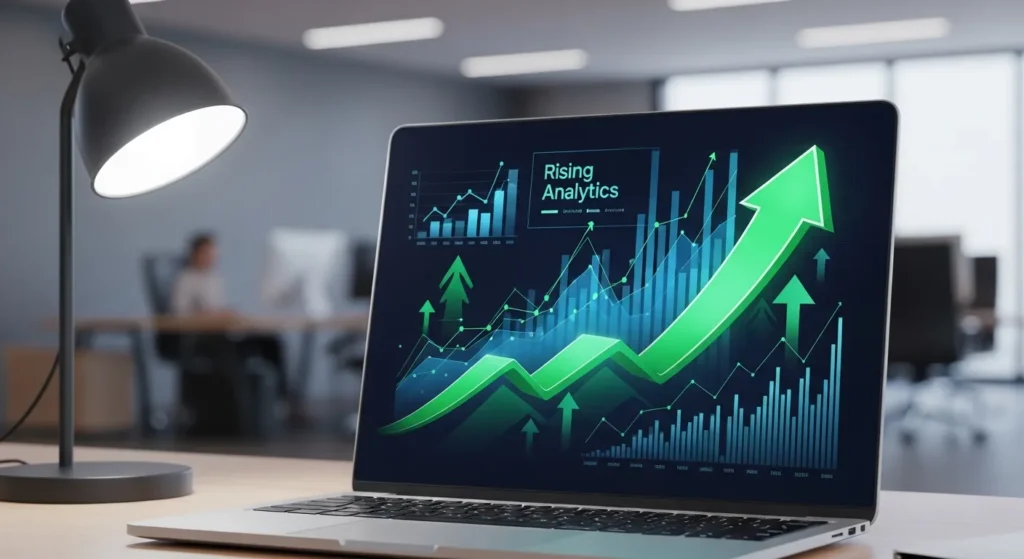 Wykresy pokazujące wzrost ruchu na stronie internetowej