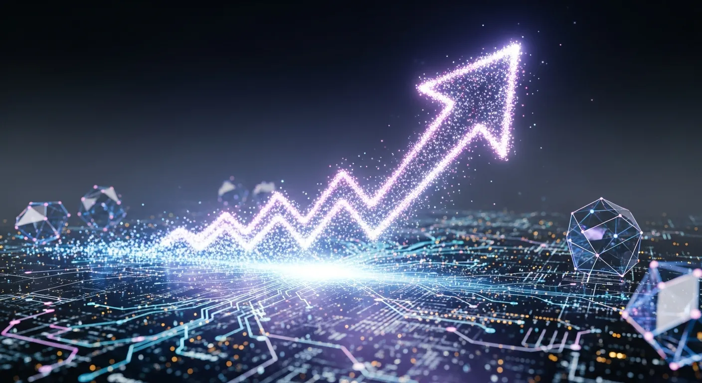 Wykres wzrostu ruchu organicznego symbolizujący sukces pozycjonowania