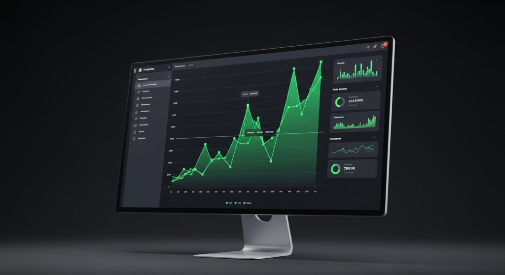 Wykresy pokazujące wzrost konwersji i ruchu na nowej stronie internetowej