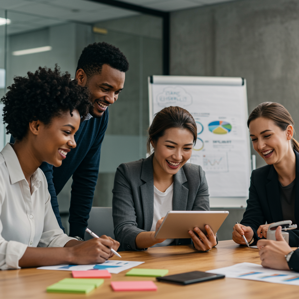 Zadowoleni klienci i zespół agencji po udanej modernizacji cyfrowej