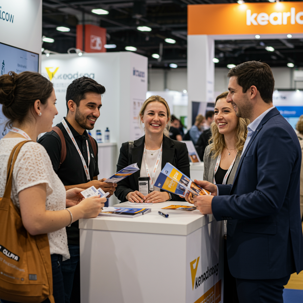 Zadowoleni klienci wchodzący w interakcję z przedstawicielem marki, symbolizujący lojalność.