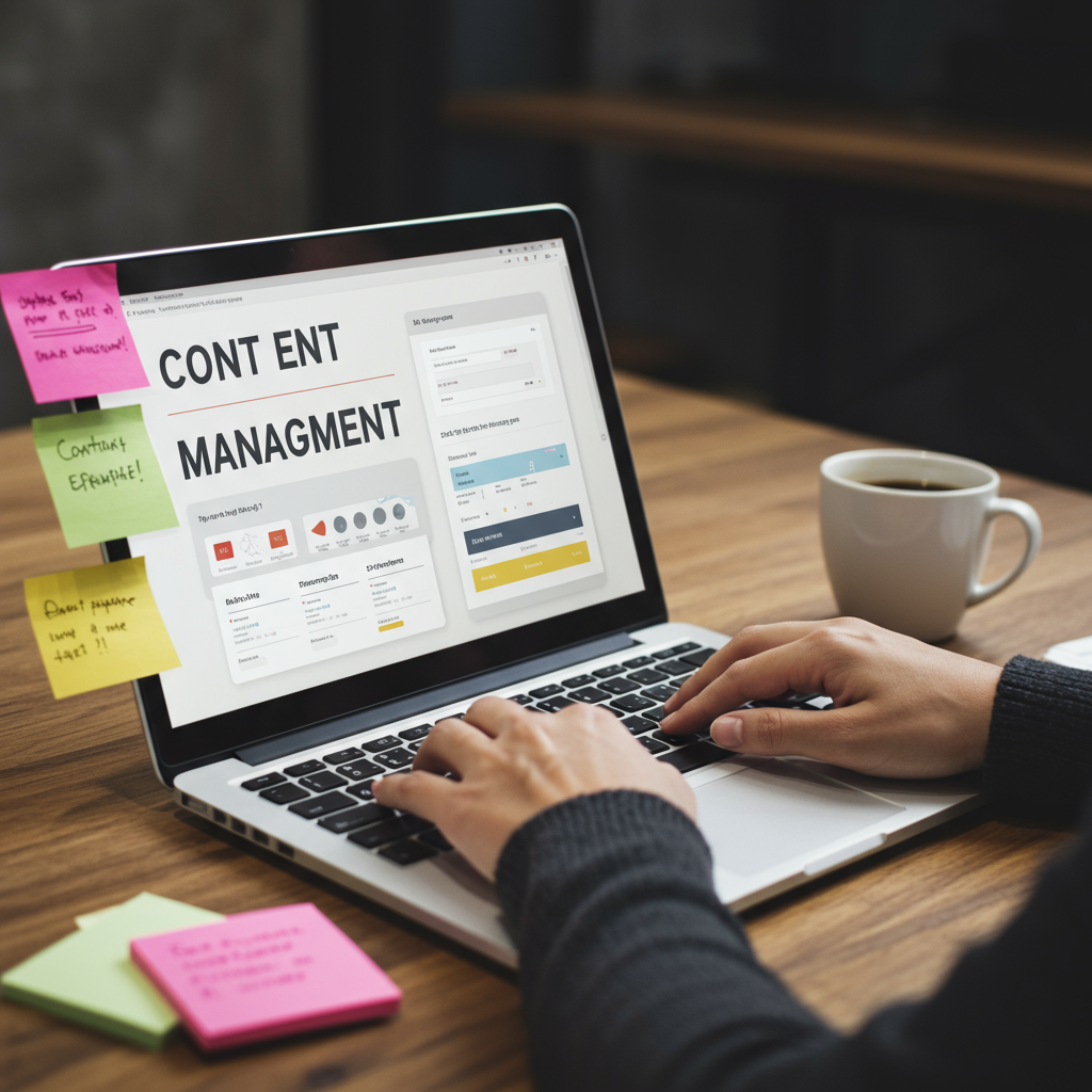 Zbliżenie na dłonie piszące na klawiaturze laptopa, symbolizujące proces tworzenia treści SEO.