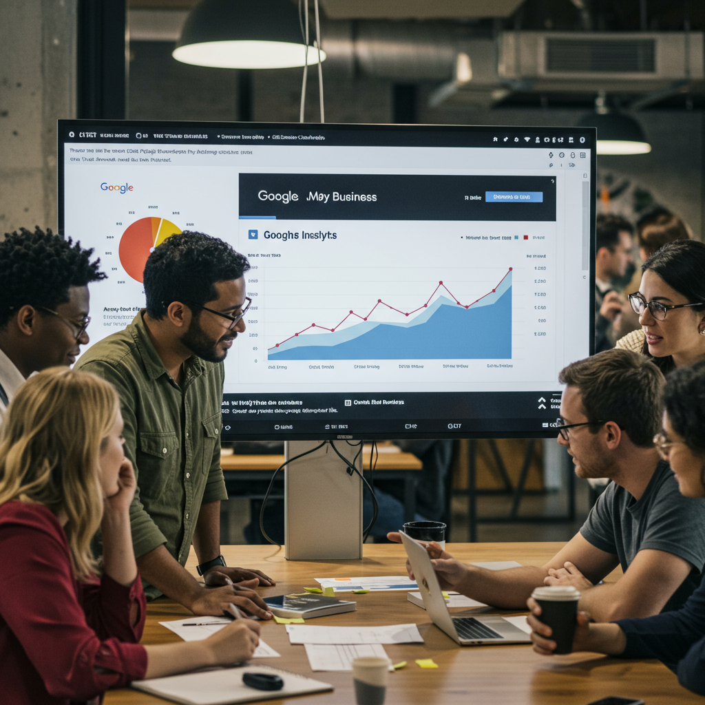 Zespół agencji interaktywnej analizujący statystyki wizytówki Google Maps