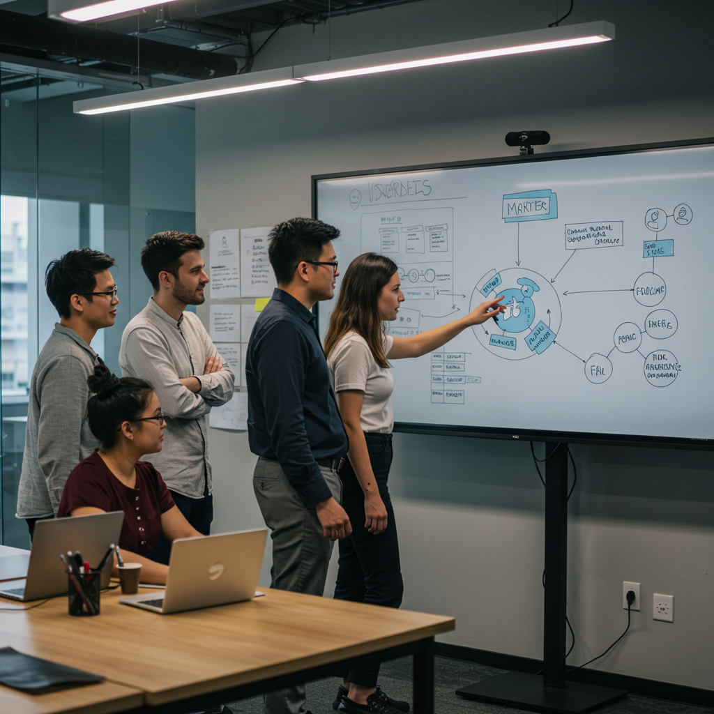 Zespół agencji interaktywnej planujący strategię social media