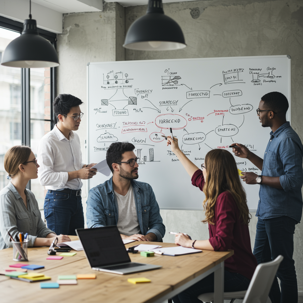 Zespół agencji interaktywnej tworzący spójną strategię wizerunku.