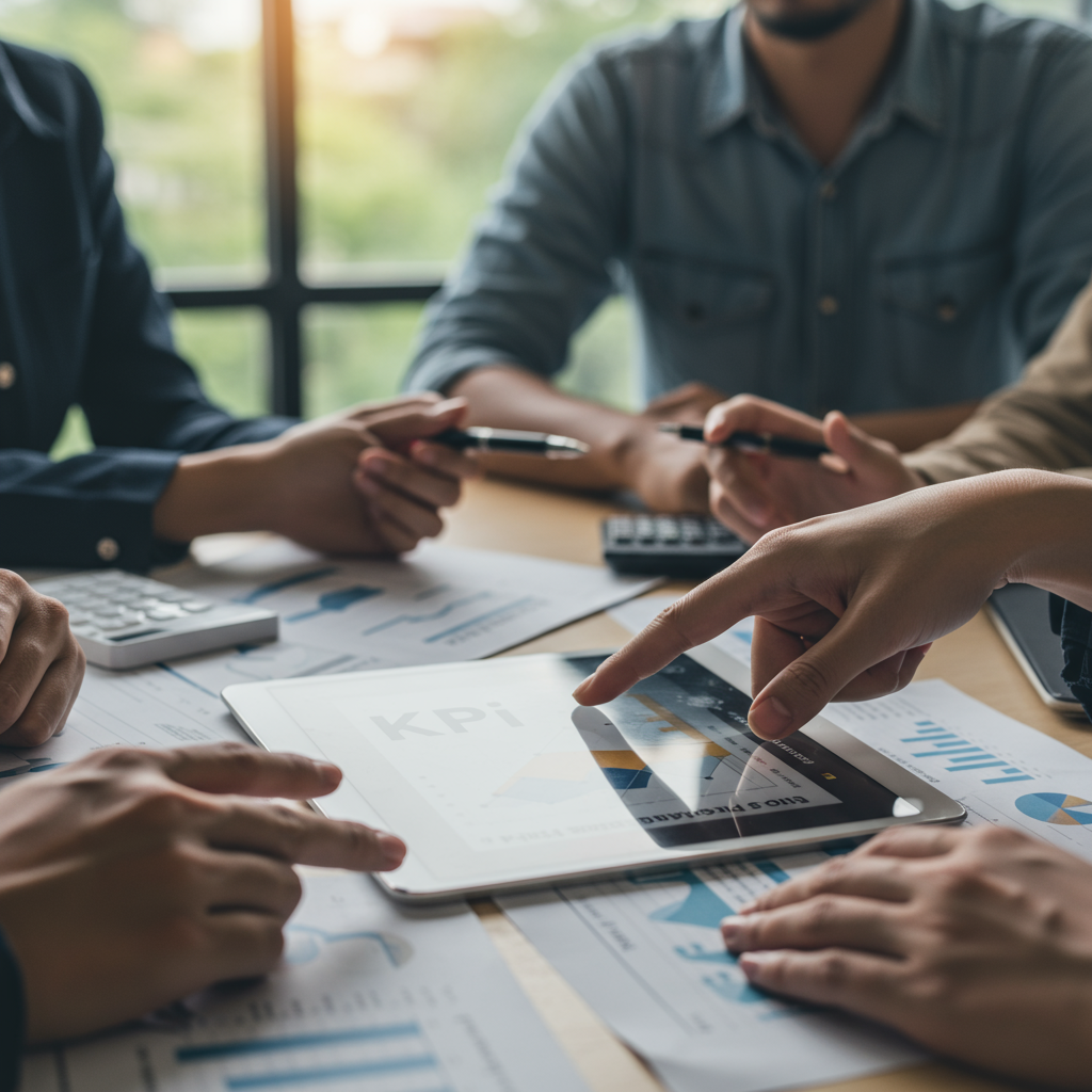 Zespół analizujący kluczowe wskaźniki efektywności kampanii Google Ads.