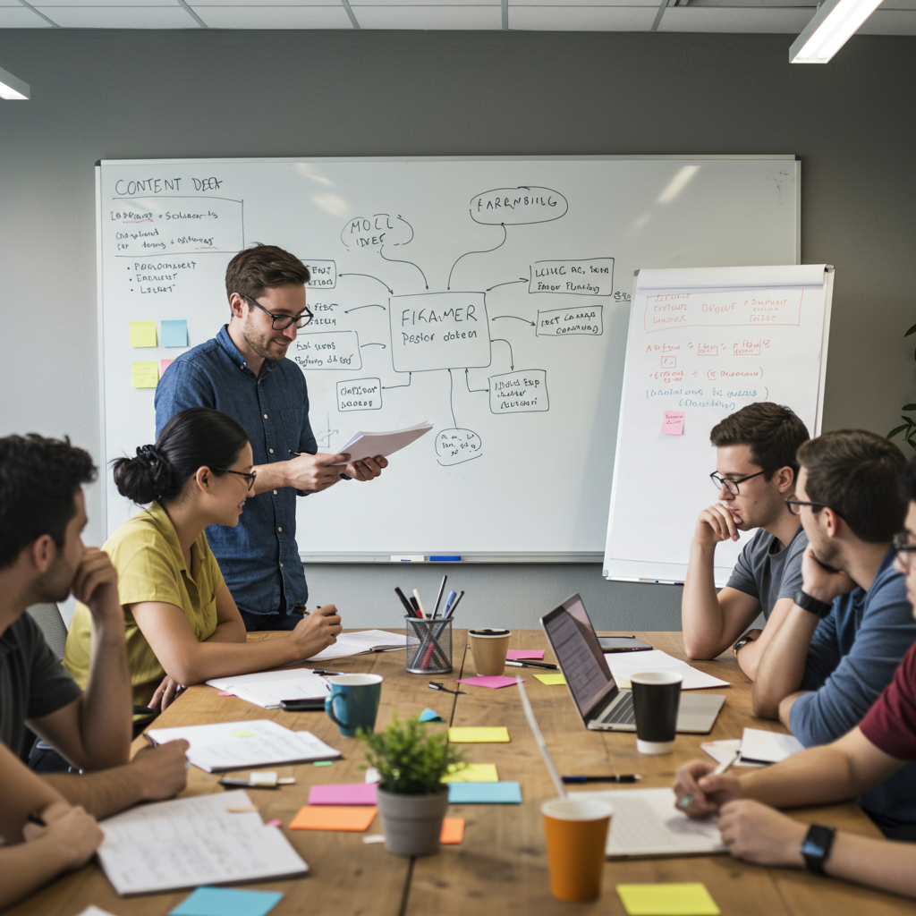 Zespół marketingowców planujący strategię treści