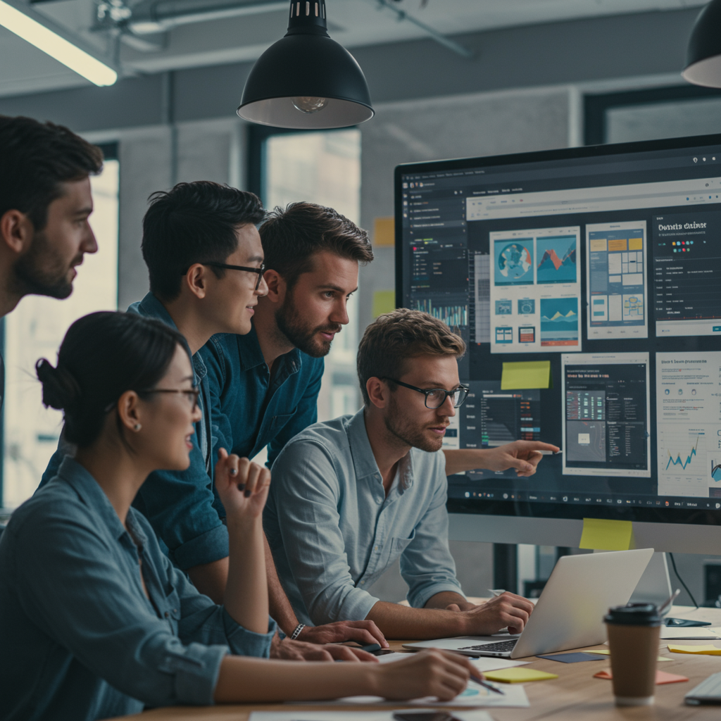 Zespół specjalistów agencji interaktywnej analizujący dane i projekty stron internetowych.