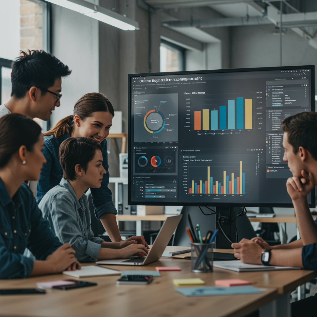 Zespół specjalistów analizujący dane dotyczące wizerunku online