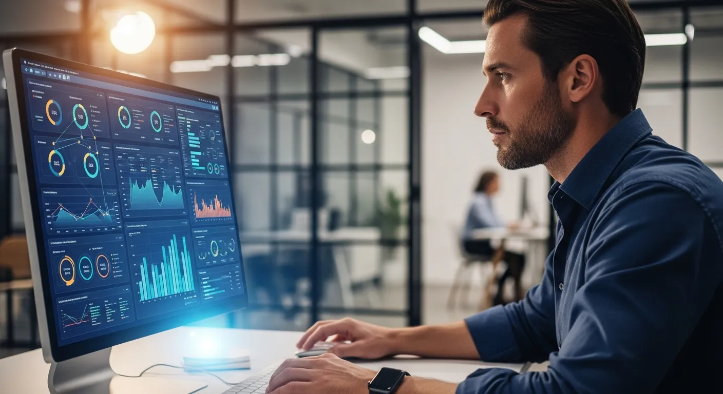 Ekspert analizujący wyniki kampanii Google Ads na monitorze