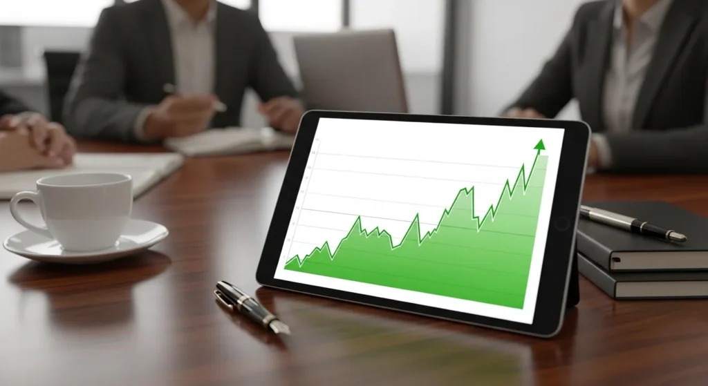 Wykres wzrostu zaangażowania i sprzedaży na tablecie