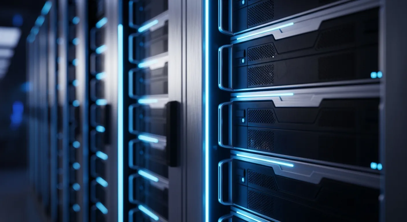 Nowoczesne serwery w data center symbolizujące szybki hosting stron