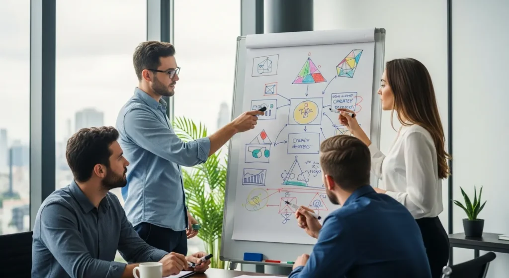 Zespół agencji interaktywnej planujący strategię reklamową