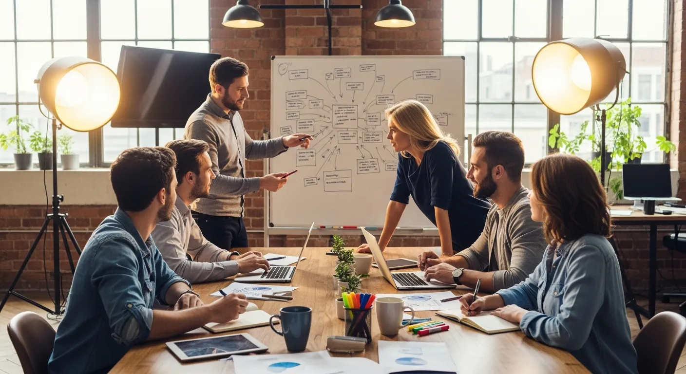 Zespół Agencji Interaktywnej omawiający strategię content marketingową