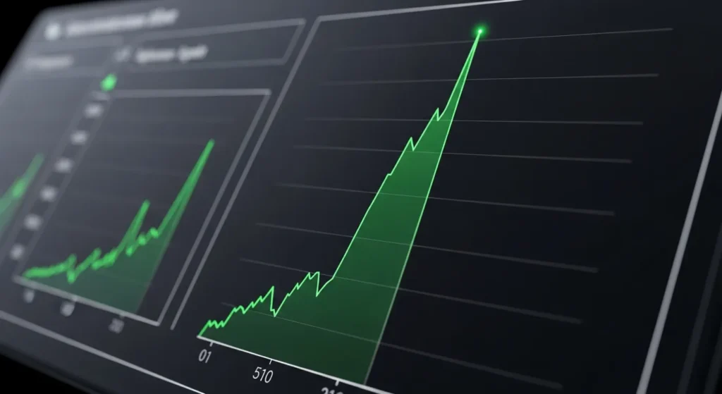 Wykres wzrostu sprzedaży i wydajności po zmianie hostingu